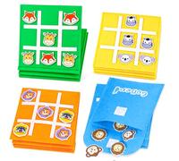 GoBene Tic Tac Toe Jungle Animals Game Set (16 Pcs) Kids Party Bag Fillers