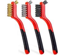 Gobest Double Sided Mini Wire Brush Set 3 Pcs Nylon Brass Stainless Steel, Soft Grip