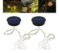 Gobesty 2 Pack Solar Watering Can String Lights Replacement Top, Round Solar Panel Waterproof 32in LED Copper Wire Lantern Lighting Accessories Solars Lamp Battery