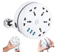 Gobesty 5-Outlet Surge Extension Lead with 3 USB Slots, 2.8m Safer new upgrade Plug Extension Socket, Rollable Retractable Travel Extension Lead, 2500W 10a Muti Power Strip