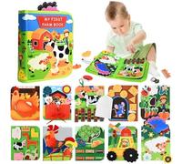 Gobesty Busy Board Montessori Book for Children, 20 in 1 Quiet Book with Farm Theme, Busy Book Soft Felt Book Educational for Early Education, Fine Motor Skills, Sensors, Creativity