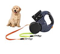 Gobesty Double Retractable Dog Lead, 3 M Double leash for two dogs Flexible Double Dog Lead with Anti-Slip Handle, Bright Flashlight and Waste Bag Dispenser Suitable for Small and Medium-Sized Dogs