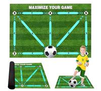 Gobesty Football Training Mat, 90x60cm Football Footstep Training Mat, Soccer Training Mat, Non-Slip Football Mastery Mat, Football Agility Training Equipment for Kids Football Soccer Training, Green