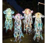 Gobesty Jellyfish Light, Jellyfish Lamp, Creative Jellyfish Shape Lamp, Battery Powered Bright, Jellyfish Garden Lights,Decorative Lamp for Ocean Theme Party Yard Landscape Garden Ornaments(4 Pack)