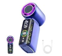 Gobesty Portable Handheld Fan, 5 speed Turbo Powerful Cooling Portable Fan, 3000mAh USB Mini Fan with Starry Sky LED Display, Hand Held Fans Rechargeable for Home Office Bedroom Outdoor (Purple)