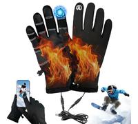 Gobesty USB Heated Gloves, Touchscreen Heating Gloves, Hand Warmer, Windproof, Waterproof, Winter Thermal Mittens for Skiing, Cycling, Camping, Outdoor Travel