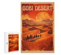 Gobi Desert Camel Caravan, 1000 PCS Adult Wooden Jigsaw, New Year Gift; for Shared Table Time