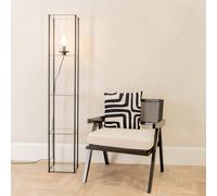 ValueLights | Black Metal Frame Shelf Floor Lamp with Glass Panel Storage Shelves for Living Room Lounge | Floor Lamps, Home Décor & Improvement Essential