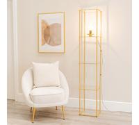 Gobie Metal Frame with Glass Storage Shelf Floor Lamp ValueLights Gold One Size