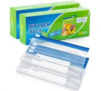 GobiSea 60-Pack Zip Lock Freezer Bags - 1L, Ziplock Sandwich Bags Food Storage Bag Zip Seal, BPA-Free Freezer Bag Ziplock with Expandable Bottom for Fruits, Vegetables, Meat, Nuts