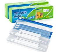GobiSea 60-Pack Zip Lock Freezer Bags - 4.55L, Ziplock Sandwich Bags Food Storage Bag Zip Seal, BPA-Free Freezer Bag Ziplock with Expandable Bottom for Fruits, Veggies, Meat, Grains