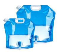 Gobiufy 2 Pack Camping Water Bag with Tap Set, 10L + 5L Portable Camping Water Container Bag Foldable Water Bag Collapsible Water Container for Camping Hiking Travel BBQ
