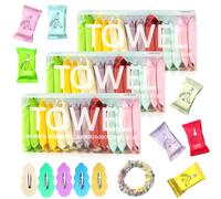 Gobiufy 42 Pack Compressed Towels Tablets Set, Disposable Face Compressed Towels with Hair Rope and Clips Mini Cotton Tissue Soft Wipe Face Washcloths Coin Tissue for Travel Beauty Salon Sports