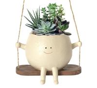 GOBIWM Hanging Resin Face Planter Swing Pot Decorative Plant Container for Indoor and Outdoor Use