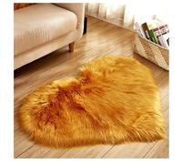 GOBIWM Soft Fluffy Shaggy Heart Shaped Area Rug Anti skid Luxury Plush Faux Fur Carpet for Children Playroom Living Room Bedroom Chair Cushion (Yellow Camel, 30 * 40cm)