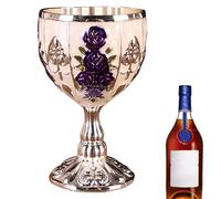 - Goblet Cup, Goblet Glass - 30ml Vintage Wine Cup with Metal Embossing, Wine Cabinet Ornaments for Home, , Wedding, Goblet Gift, Wine Cup for Beer, Cockta, Whiskey