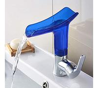 Goblet Waterfall Shape Transparent Taps Romantic 360°Rotation Faucet Wrench Switch Minimalist Style Sink Tap for Bathroom Kitchen Vessel Faucet (Blue)