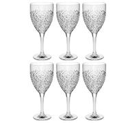 Goblet - Wine Glass - Water Glass - Crystal - Set of 6 Stemmed Glasses - Glass is Designed with Raindrop Design - 12 oz. - by Barski - Made in Europe -