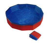 Goblfu Bearded Dragon Foldable Bath Pool with Bath Brush, Bathrobe, Towel, Spray Pot and Tweezer, for Puppy Small Dogs Cats (Red, 20 x 3.6 inch)