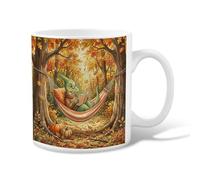 Goblin Ceramic Coffee Mug, Fall Fanciful Hammock Pumpkin Fall Orange Novelty Tea Cup with Handle Ideal for Friendship Family Colleague Teachers Sweetheart Staff 11 Oz