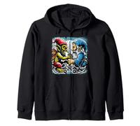 Goblin Fighting Gnome Funny Creature Fantasy Hobgoblin Zip Hoodie