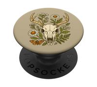 Goblincore Deer Floral Skeleton Forest Animal with Flowers PopSockets Adhesive PopGrip