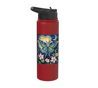 goblincore Moth Vangogh Moon moonphase cottagecore Stainless Steel Insulated Water Bottle