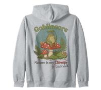 Goblincore Nature Is My Therapy It Didn't Work Funny Frog Zip Hoodie