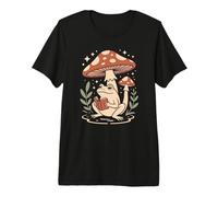 Goblincore Pond Frog Reads a Fascinating Book Among Nature Premium T-Shirt
