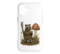 Goblincore Raccoon Outlaw Skull Mushroom Dark Cottagecore Case for iPhone 16 Plus