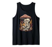 Goblincore Skeleton Drinking Coffee in a Woodland Forest Tank Top