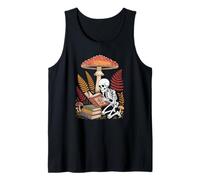 Goblincore Skeleton Reading Beneath Wild Forest Toadstools Tank Top