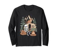 Goblincore Skeleton Roasting Marshmallows by the Campfire Long Sleeve T-Shirt