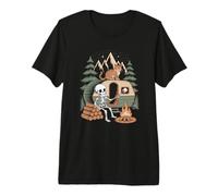 Goblincore Skeleton Roasting Marshmallows by the Campfire Premium T-Shirt
