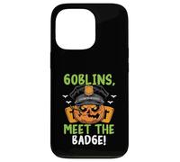 Goblins, Meet the Badge! Scary Policeman Spooky Halloween Case for iPhone 13 Pro