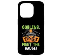 Goblins, Meet the Badge! Scary Policeman Spooky Halloween Case for iPhone 15 Pro