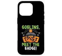 Goblins, Meet the Badge! Scary Policeman Spooky Halloween Case for iPhone 16 Pro