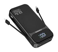 GOBOBIOK Power Bank 27000mAh Fast Charging Built-in 2 Cables, 22.5W Portable Charger, Portable USB C Power Bank Battery Pack with LCD Display Powerbank for Smartphones Tablets and More