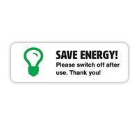 Gobrecht & Ulrich 20 x Save Energy Sticker Set - Turn off Lights or Appliances - Light Switch Stickers (Small - 6.6 x 2.2 cm)
