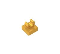 Gobricks 15712 Hinge Plate Tile Special 1x1 with Clip with Rounded Edges 50 Pieces GDS-818 Compatible with Lego Building Blocks Color:Chrome Gold