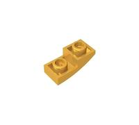 Gobricks 24201 Arched Brick Slope Curved 2x1 Inverted 50 Pieces GDS-795 Compatible with Lego Building Blocks Color:Chrome Gold
