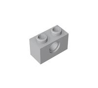 Gobricks 3700 Technology Brick Technic Brick 1x2 [1 Hole] 50 Pieces GDS-623 Compatible with Lego Building Blocks Color:Light Bluish Gray