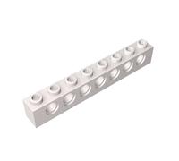 Gobricks 3702 Technology Brick Technic Brick 1x8 [7 Holes] 10 Pieces GDS-627 Compatible with Lego Building Blocks Color:White