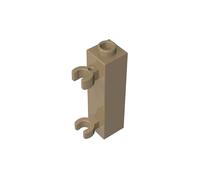 Gobricks 60583 Hinge Brick Brick Special 1x1x3 with 2 Clips Vertical [Hollow Stud, Open O Clips] 10 Pieces GDS-738 Compatible with Lego Building Blocks Color:Dark Tan