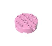 Gobricks 6222 Brick Round 4X4 with 4 Side Pin Holes and Center Axle Hole 10 Pieces High-Precision MOC Building Bricks Replacement Parts Compatible with Lego Bricks GDS-951-Bright Pink