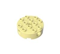 Gobricks 6222 Brick Round 4X4 with 4 Side Pin Holes and Center Axle Hole 10 Pieces High-Precision MOC Building Bricks Replacement Parts Compatible with Lego Bricks GDS-951-Light Yellow