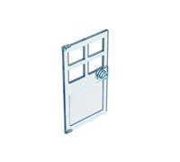 Gobricks GDS-876 Door 1 x 4 x 6 with 4 Panes and Stud Handle 50PCS Compatible with Lego Toy 60623 DIY Parts and MOC Components for Major Brick Brands Color:Trans Light Blue 42