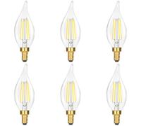 GoBright Dimmable E12 Candelabra Bulb 60 watt, 6W 630 LM Dimmable E12 LED Bulb 5000K Daylight White, Vintage Flame Tip LED Chandelier Light Bulbs, 6-Pack