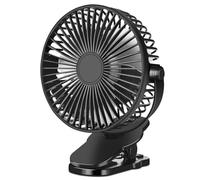 GOBRILLFUN 5-Speeds Clip-On Fan Timer Function, Battery or USB Powered, Portable Small Personal Fan, Rechargeable Mini Table Desk USB Fan, for Camping Golf Cart Stroller Pram Home Office (6 inch)