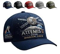 GoBrush 2026 Artemis II Lunar Mission Commemorative Cap, Adjustable Embroidered Baseball Hat, Back to The Moon Space Exploration Cap (Blue)